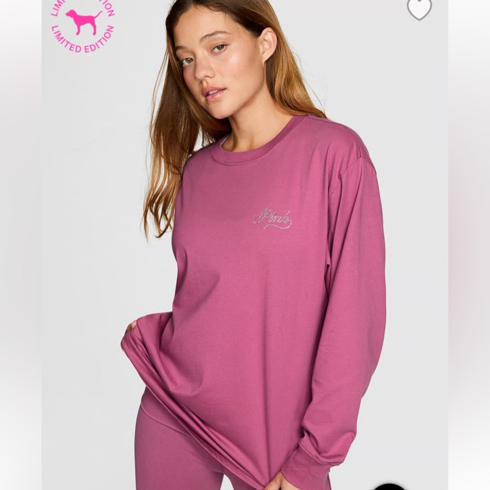 ✨VS Pink Ltd. Edition bling long sleeve campus tee sz XXL NWT
